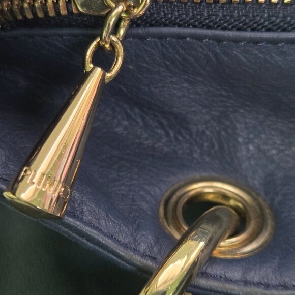 Plinio Visona Vintage Unique Italian Leather Blue Double Convertible Bag - Picture 8 of 10